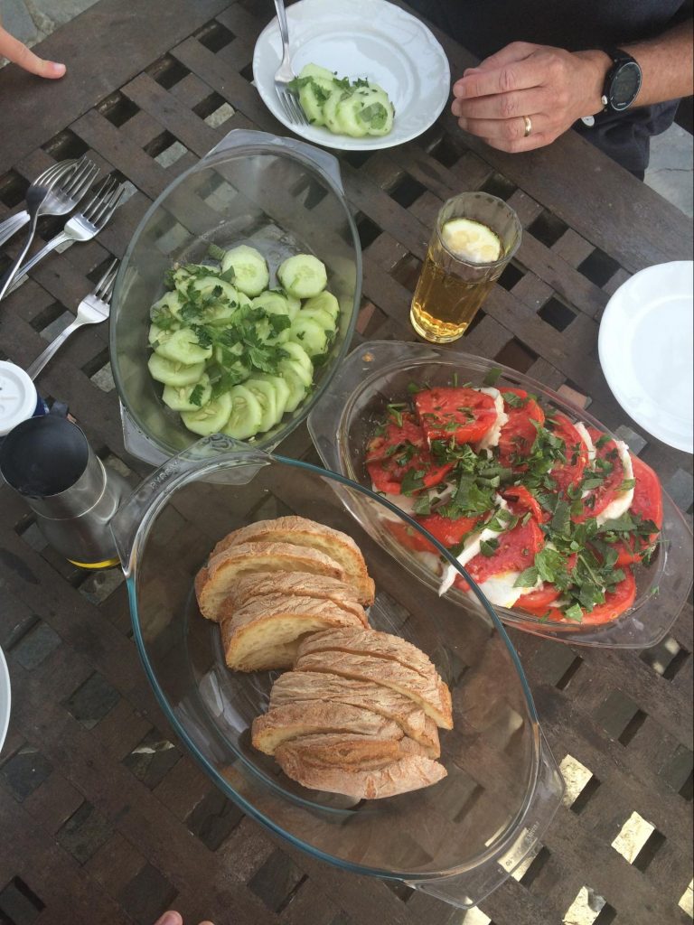 Cucumbers, tomatoes, cheese, bread for the Sackbut Trio