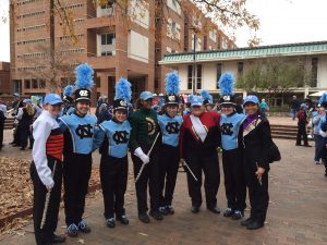 Marching Tar Heels with high school students at a UNC Honor Band Day.