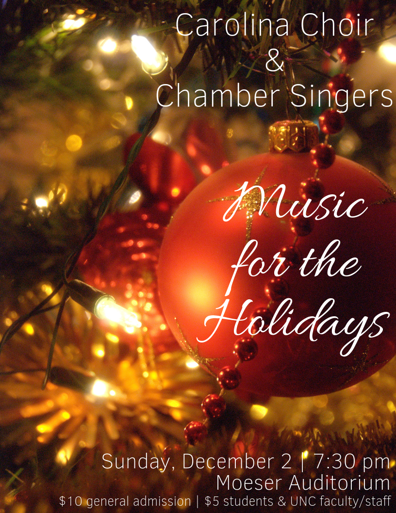Poster Image, title is: "Music for the Holidays"