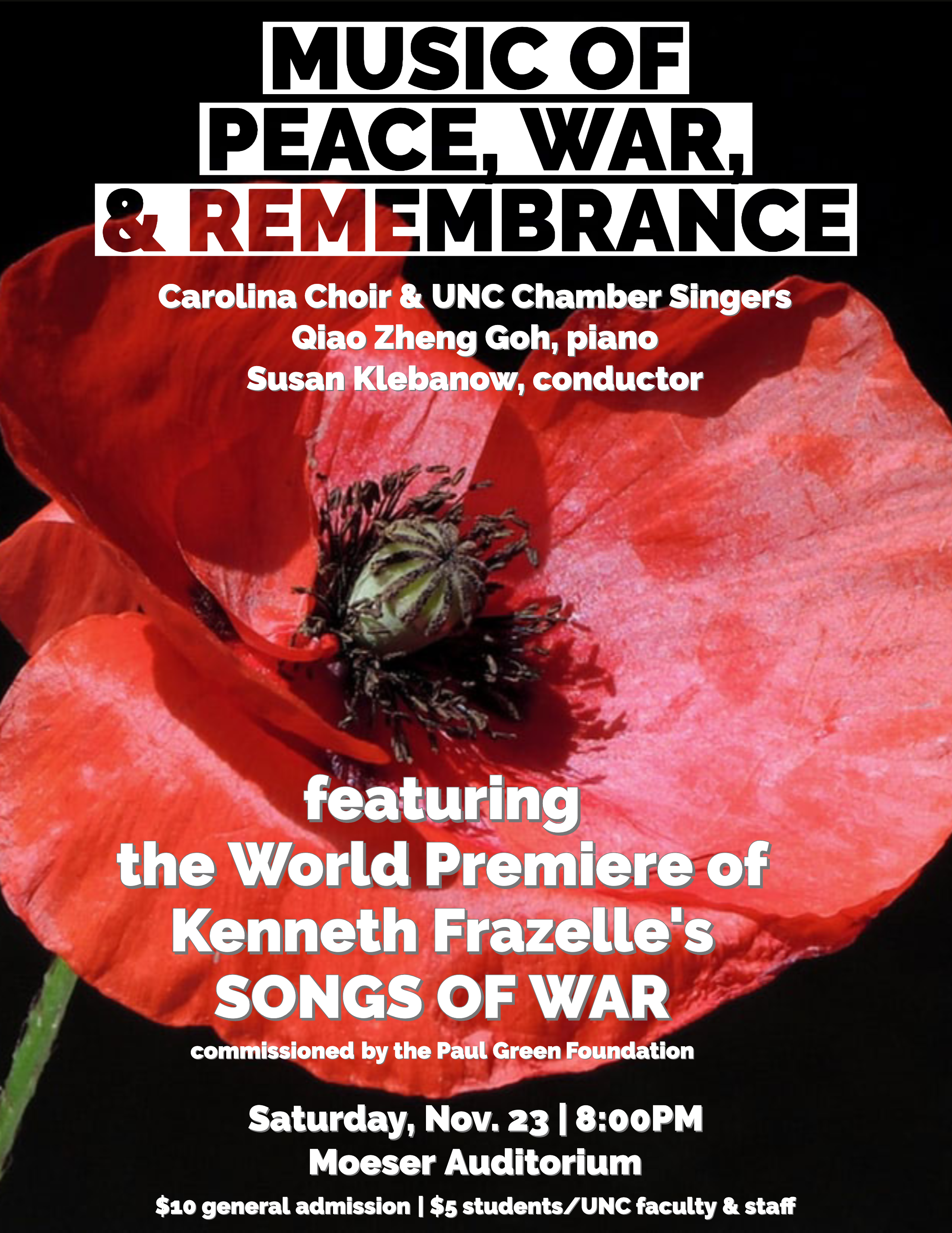 Poster Image, title is: "Music of Peace, War, & Remembrance"
