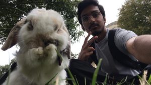 Bharat Raghavan with a bunny