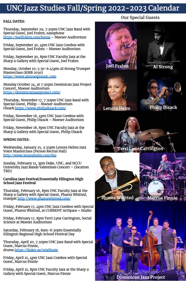 Jazz Concert Schedule Department of Music