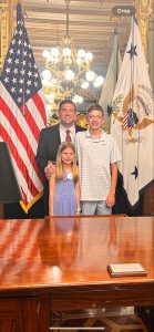 James Lane with his son and daughter at the White House.